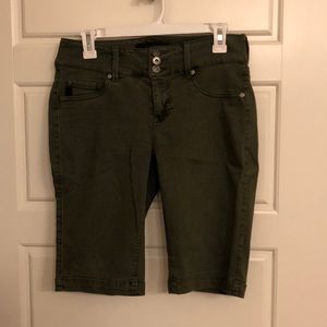 Army green long shorts
